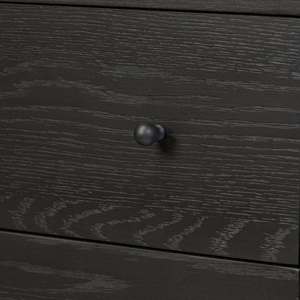 Ebony Black Oak Wood 2 Drawer Nightstand 30 inch