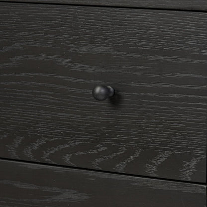 Ebony Black Oak Wood 2 Drawer Nightstand 30 inch