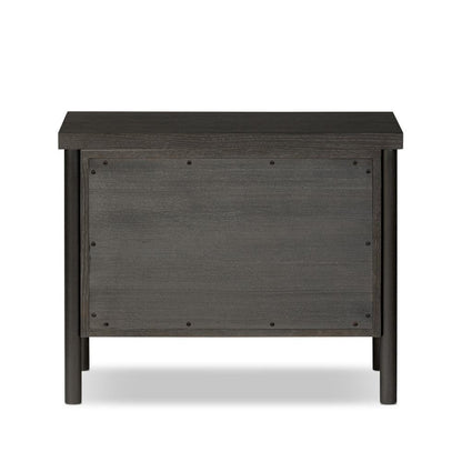 Ebony Black Oak Wood 2 Drawer Nightstand 30 inch