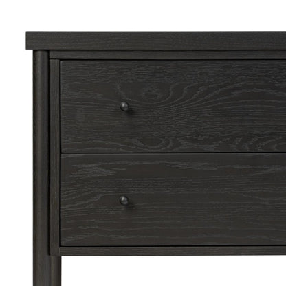 Ebony Black Oak Wood 2 Drawer Nightstand 30 inch