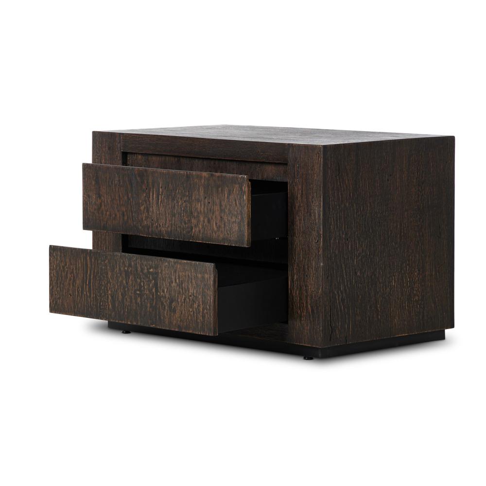 Ebony Rustic Wormwood Oak 2 Drawer Nightstand 36 inch