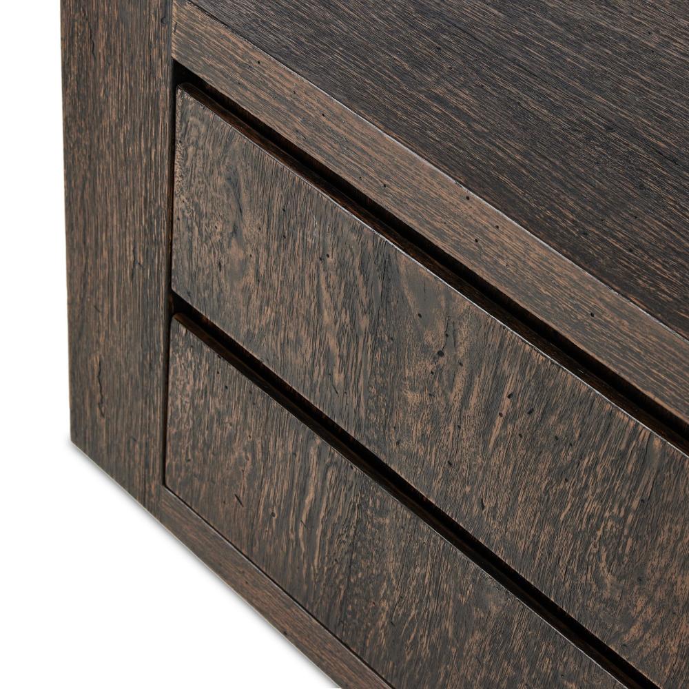 Ebony Rustic Wormwood Oak 2 Drawer Nightstand 36 inch