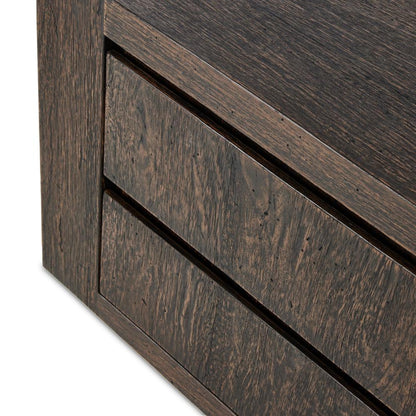 Ebony Rustic Wormwood Oak 2 Drawer Nightstand 36 inch