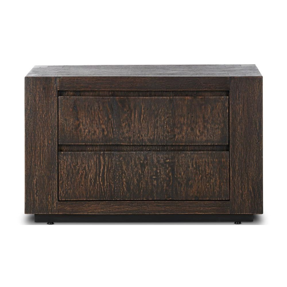 Ebony Rustic Wormwood Oak 2 Drawer Nightstand 36 inch