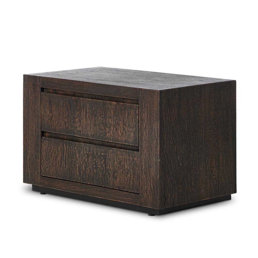Ebony Rustic Wormwood Oak 2 Drawer Nightstand 36 inch