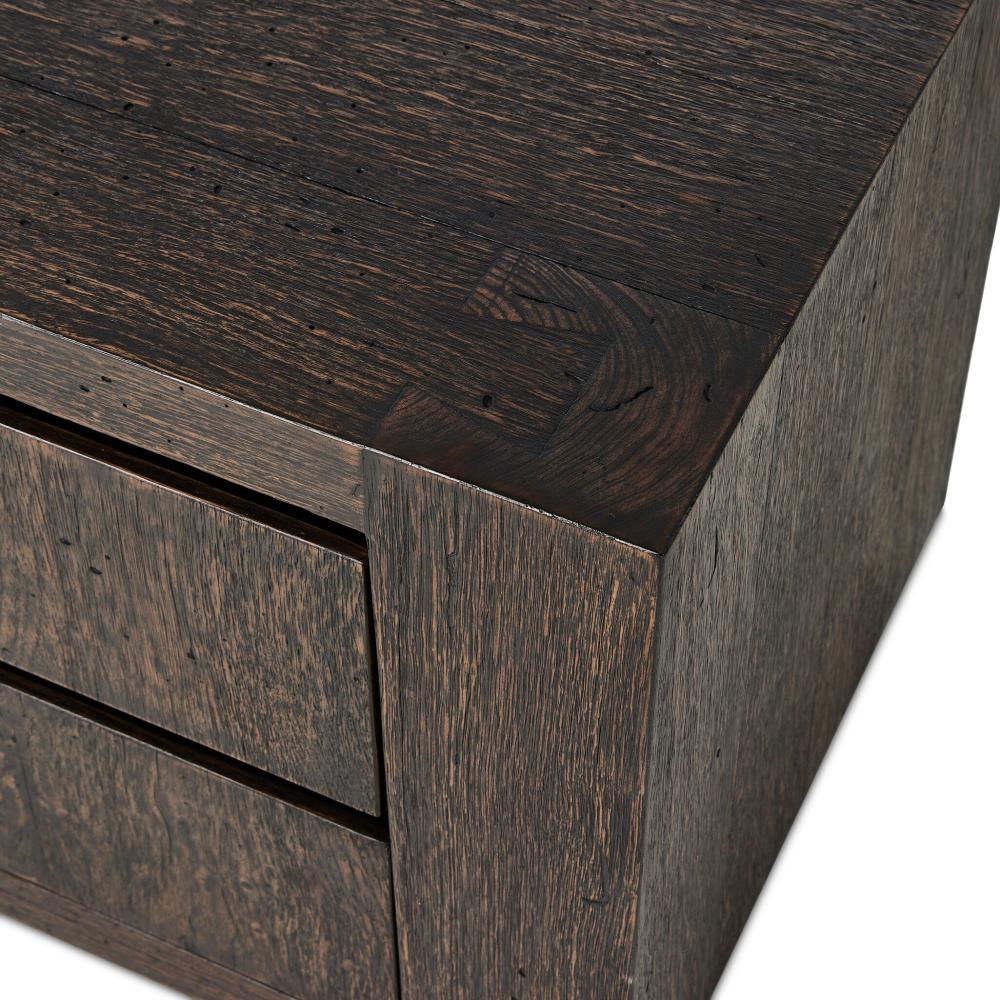 Ebony Rustic Wormwood Oak 2 Drawer Nightstand 36 inch