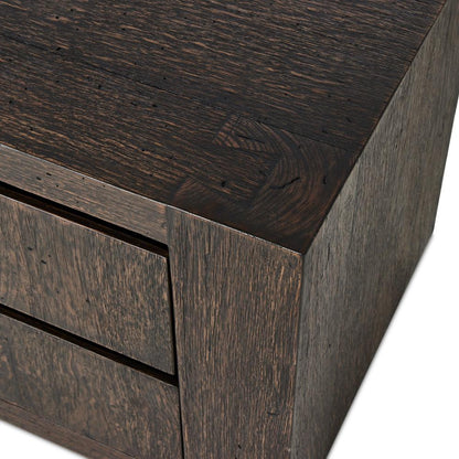 Ebony Rustic Wormwood Oak 2 Drawer Nightstand 36 inch