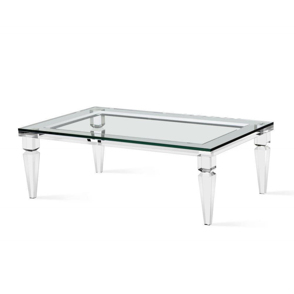 Elegant Acrylic & Glass Rectangular Coffee Table 48 inch