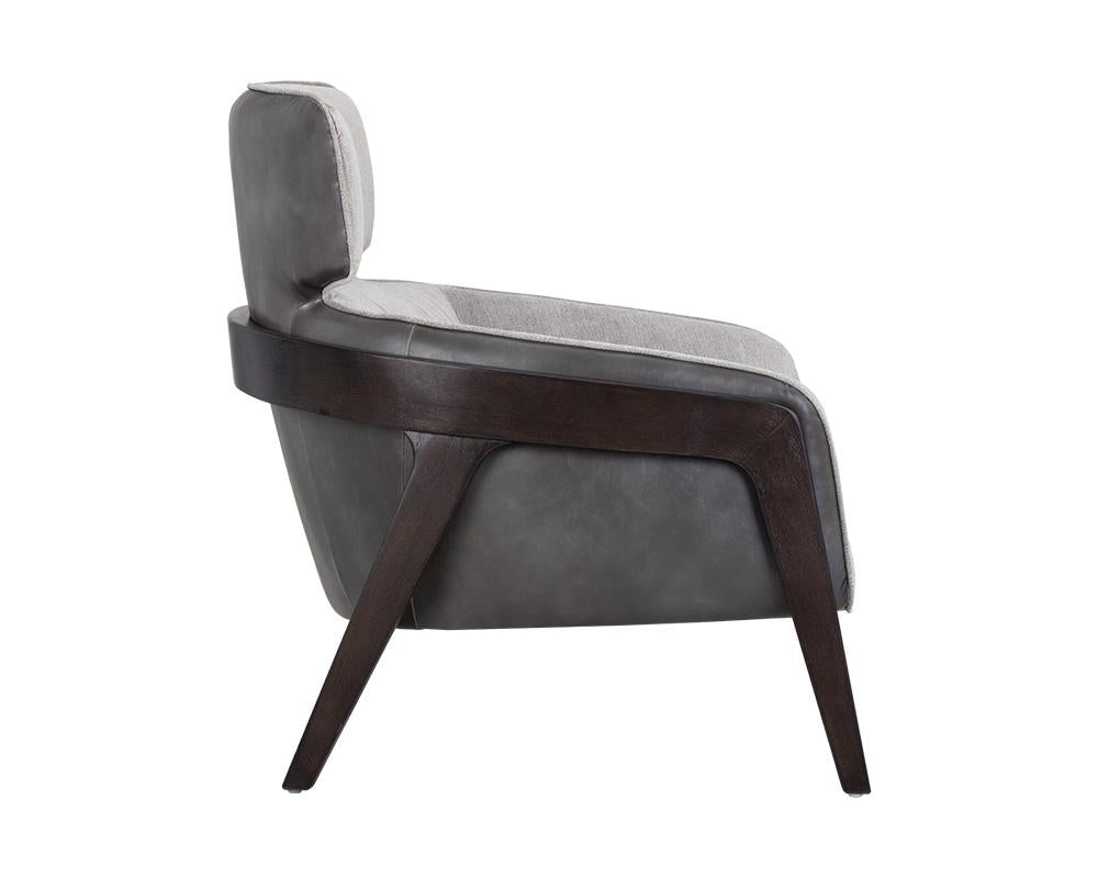 Exposed Brown Solid Birch Wood Frame Lounge Chair Gray Armchair