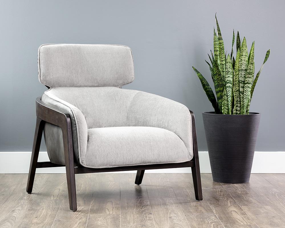 Exposed Brown Solid Birch Wood Frame Lounge Chair Gray Armchair