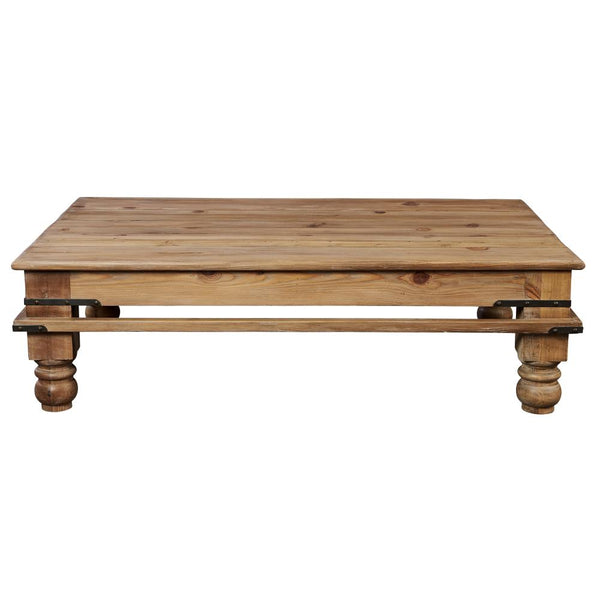 Farmhouse Reclaimed Solid Pine Wood Rectangle Coffee Table 60 inch