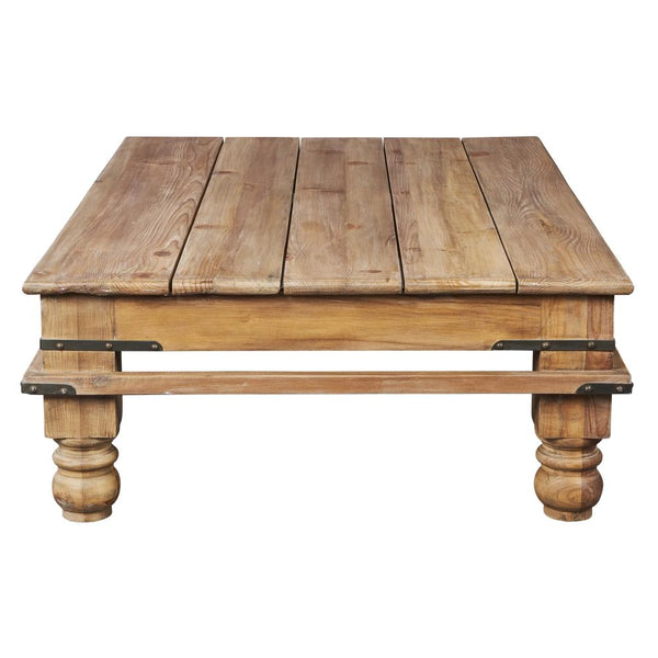 Farmhouse Reclaimed Solid Pine Wood Rectangle Coffee Table 60 inch