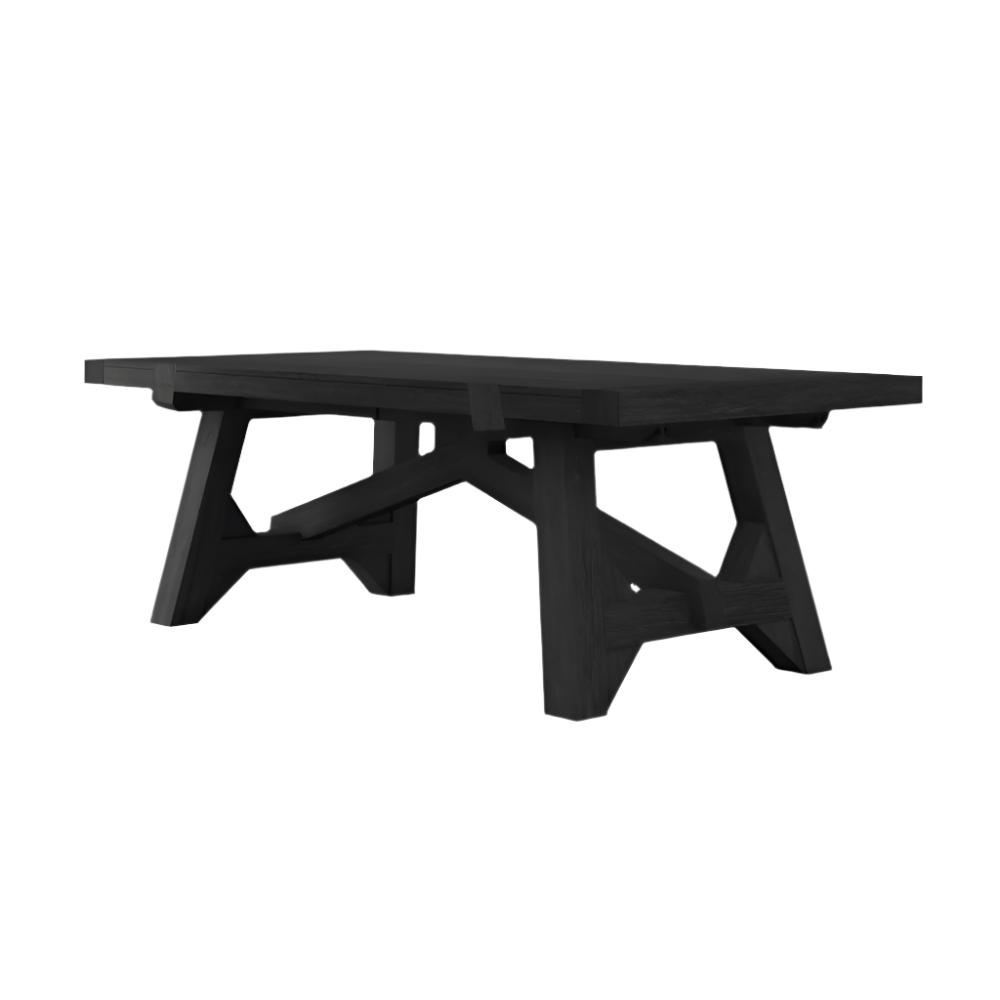 Farmhouse Rectangle Extension Dining Table Black Finish 86 to 122 inch