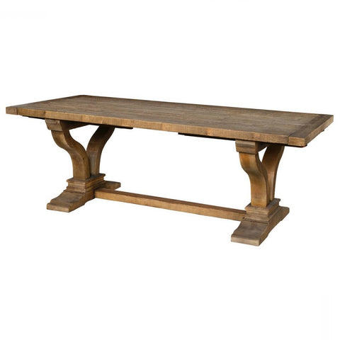 Farmhouse Solid Reclaimed Pine Wood Trestle Rectangle Extension Dining Table 86 to 110 inch