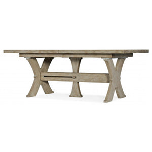 Farmhouse Trestle X Base Rectangle Extension Dining Table 80 to 124 inch