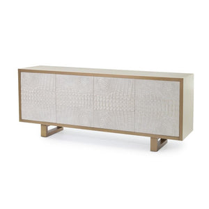 Faux Crocodile Sideboard Cream and White 84 inch