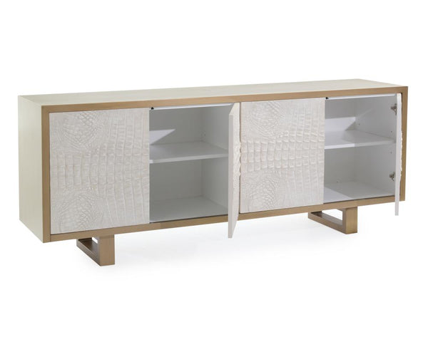 Faux Crocodile Sideboard Cream and White 84 inch