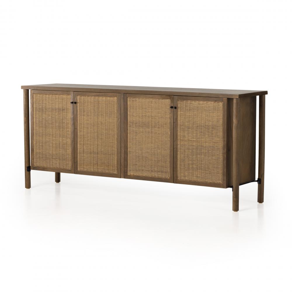 Floating Sideboard Taupe Cane & Solid Mango Wood 74 inch