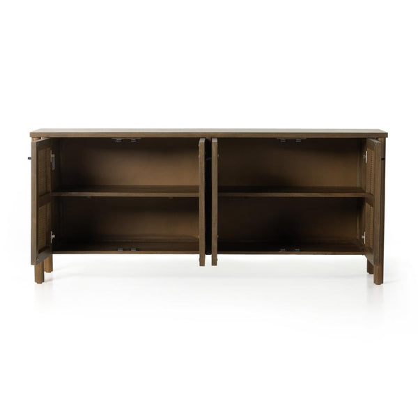 Floating Sideboard Taupe Cane & Solid Mango Wood 74 inch