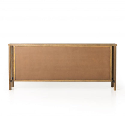 Floating Sideboard Taupe Cane & Solid Mango Wood 74 inch