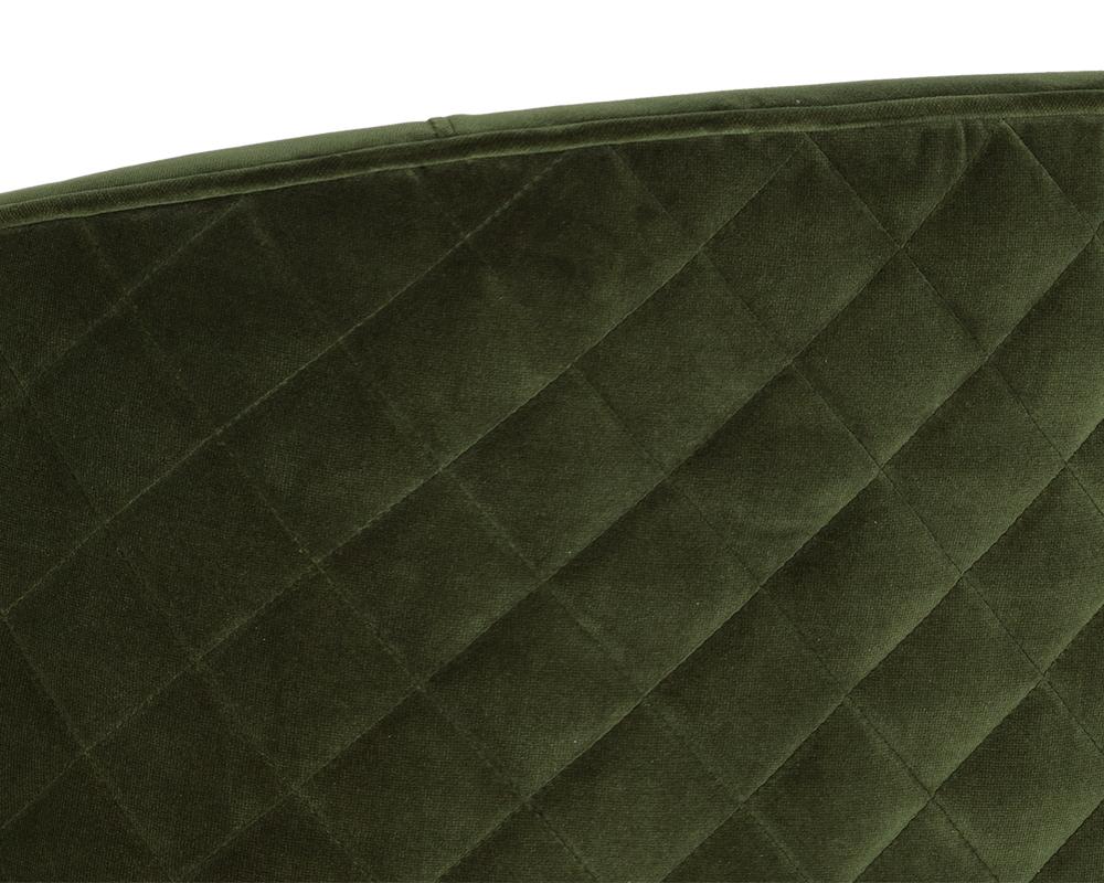 Forest Green Quilted Curved Barrel Back Dining Chair Armchair Antique Brass Legs