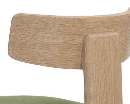 Forest Green & Solid Oak Wood 3 Leg Armless Dining Chair