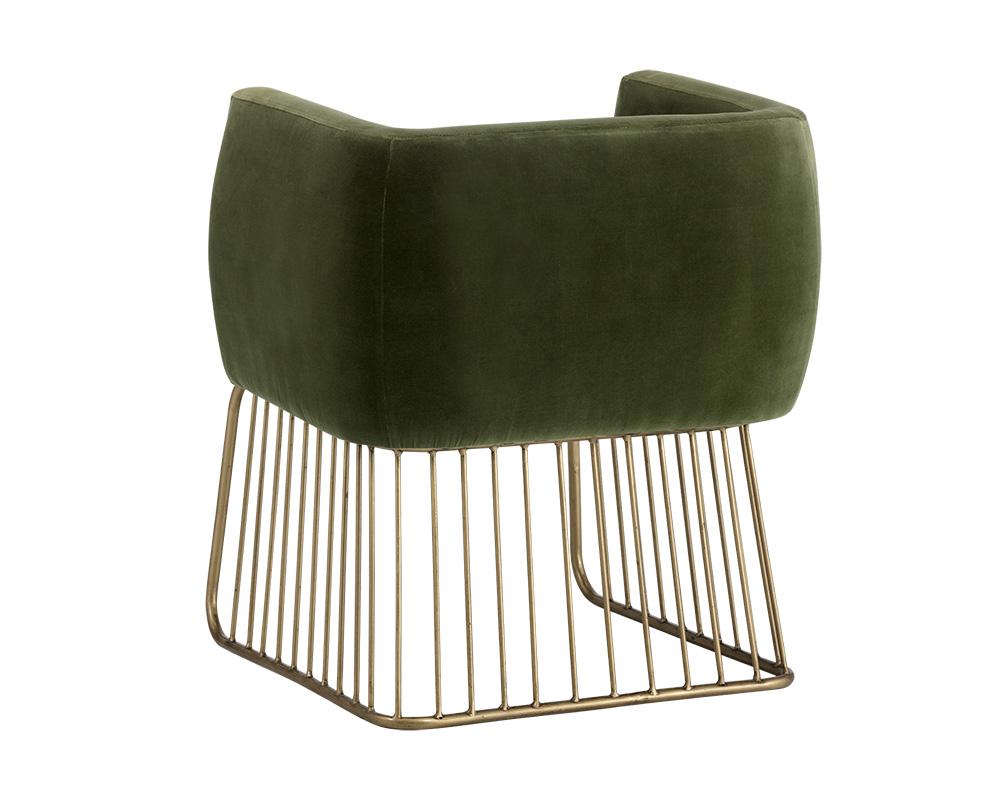 Forest Green Velvet Dining Chair Armchair Gold Cage Base