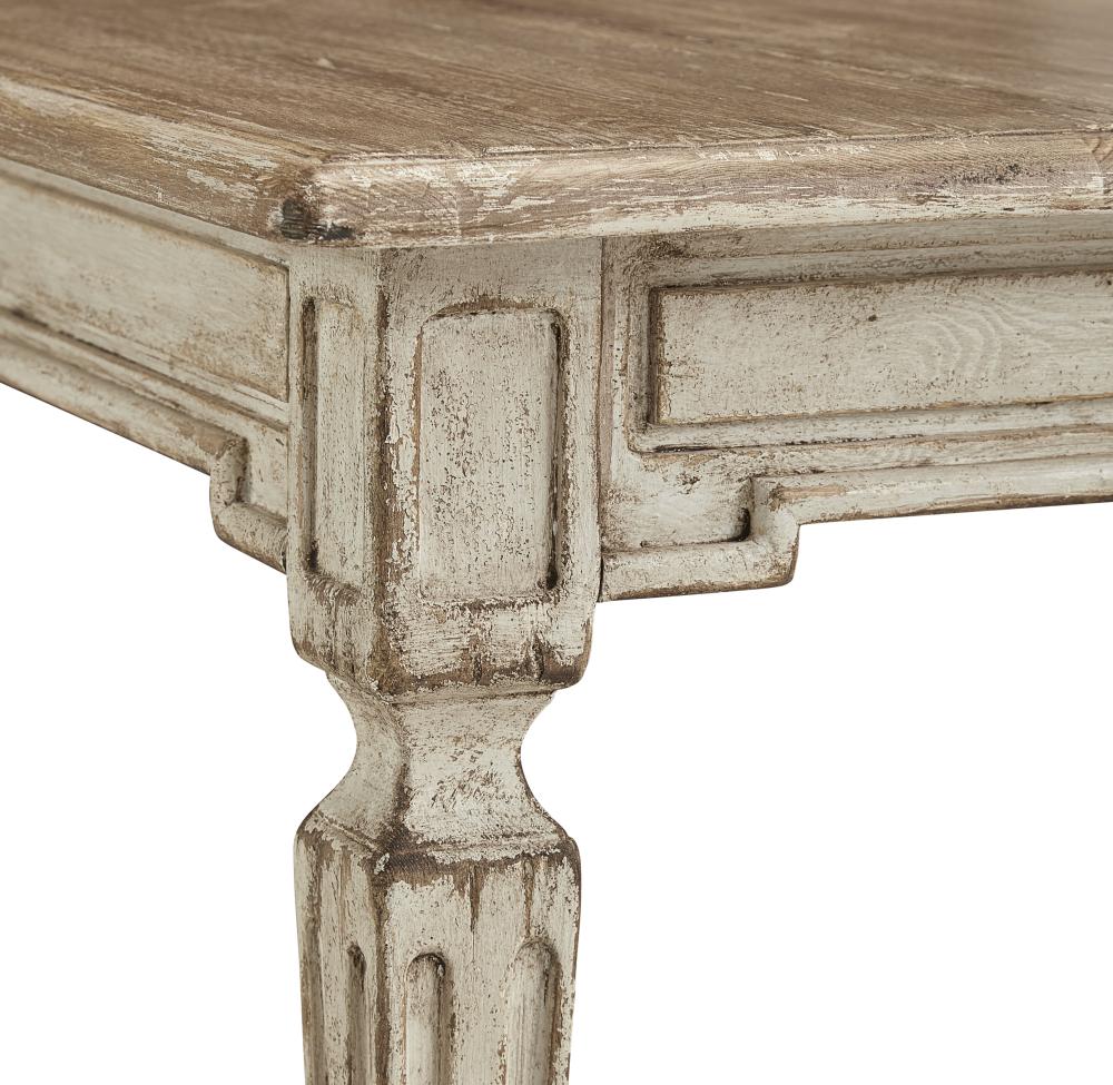 French Country Carved Leg Solid Pine Wood Rectangle Dining Room Table Distressed Finish 78 inch