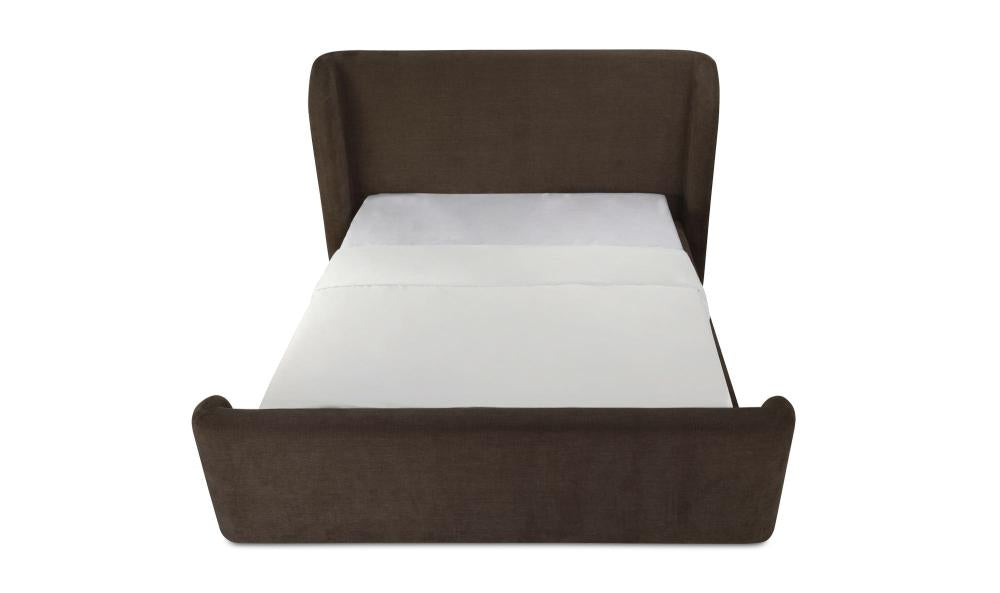 Fully Upholstered Brown Wingback Queen Bed Frame with Storage Drawers