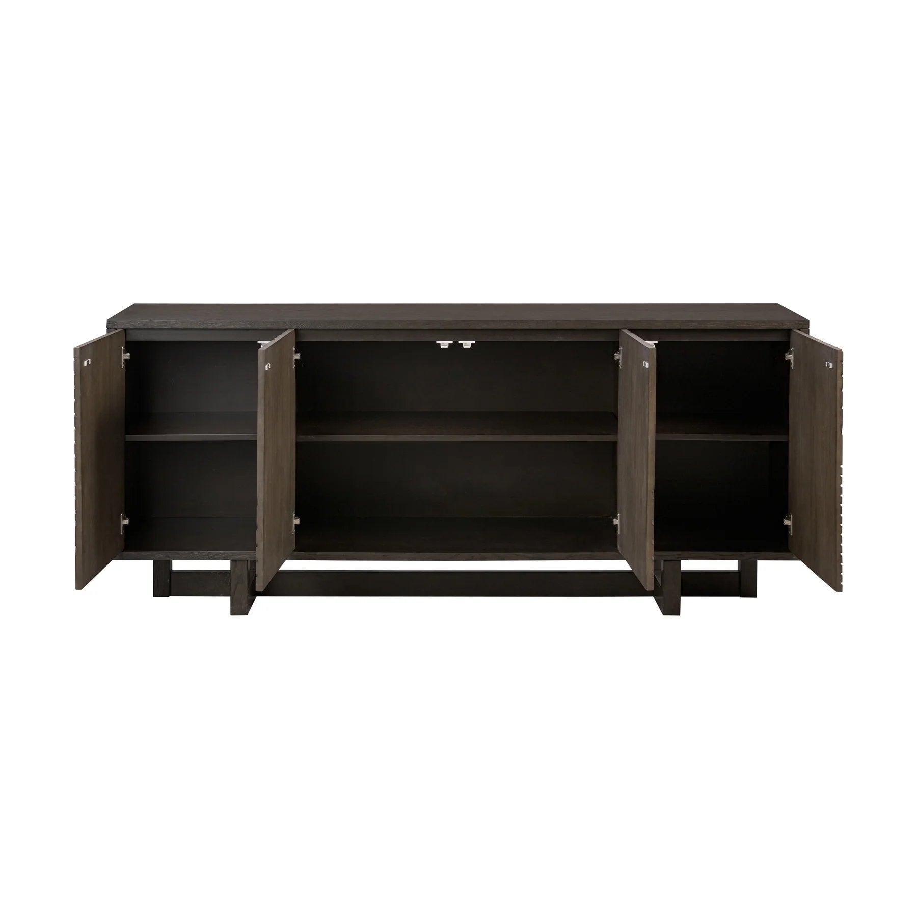 Geometric Credenza Sideboard Aged Barrel & Dark Brown Oak Wood 78 inch