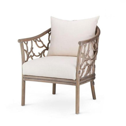 Hand Carved Twig and Branch Armchair Accent Chair Solid Mahogany Wood Driftwood Finish