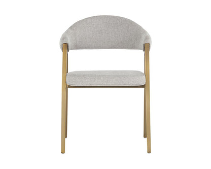 Heather Grey & Brushed Gold Dining Chair Channel Tufted Armchair