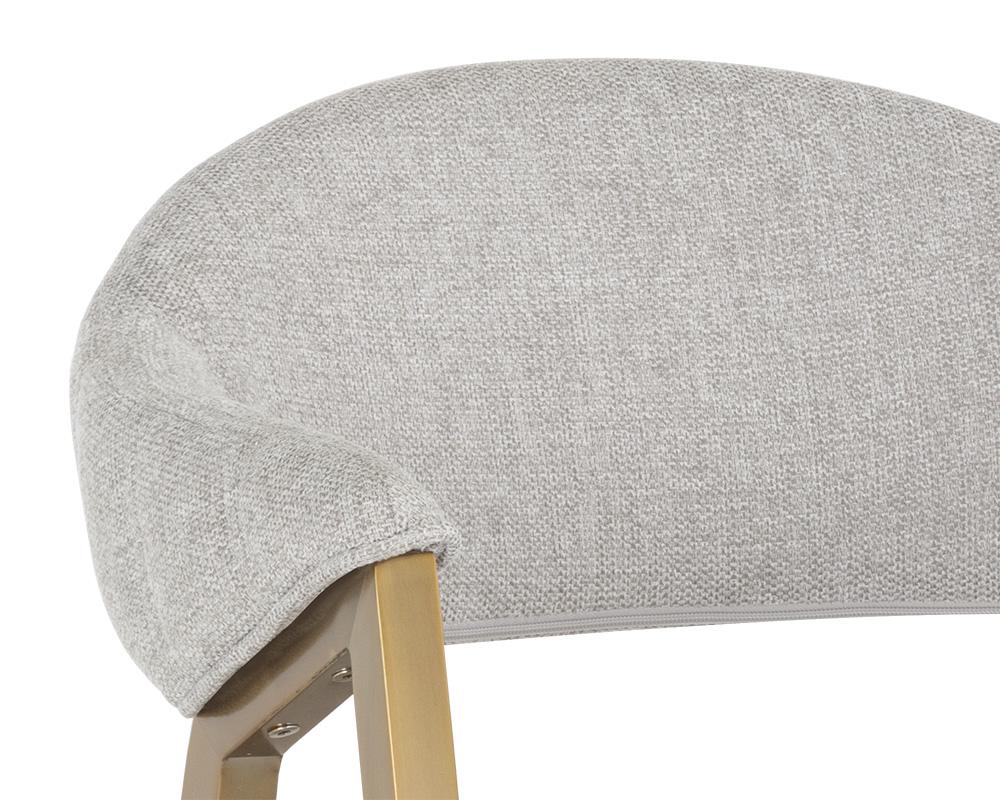 Heather Grey & Brushed Gold Dining Chair Channel Tufted Armchair