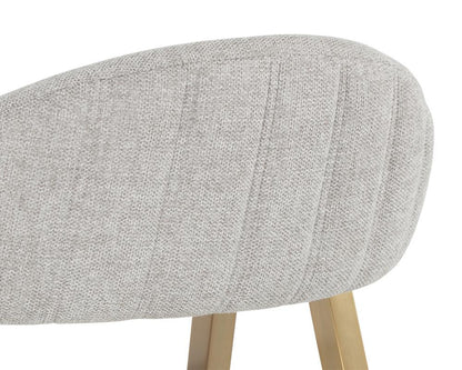 Heather Grey & Brushed Gold Dining Chair Channel Tufted Armchair