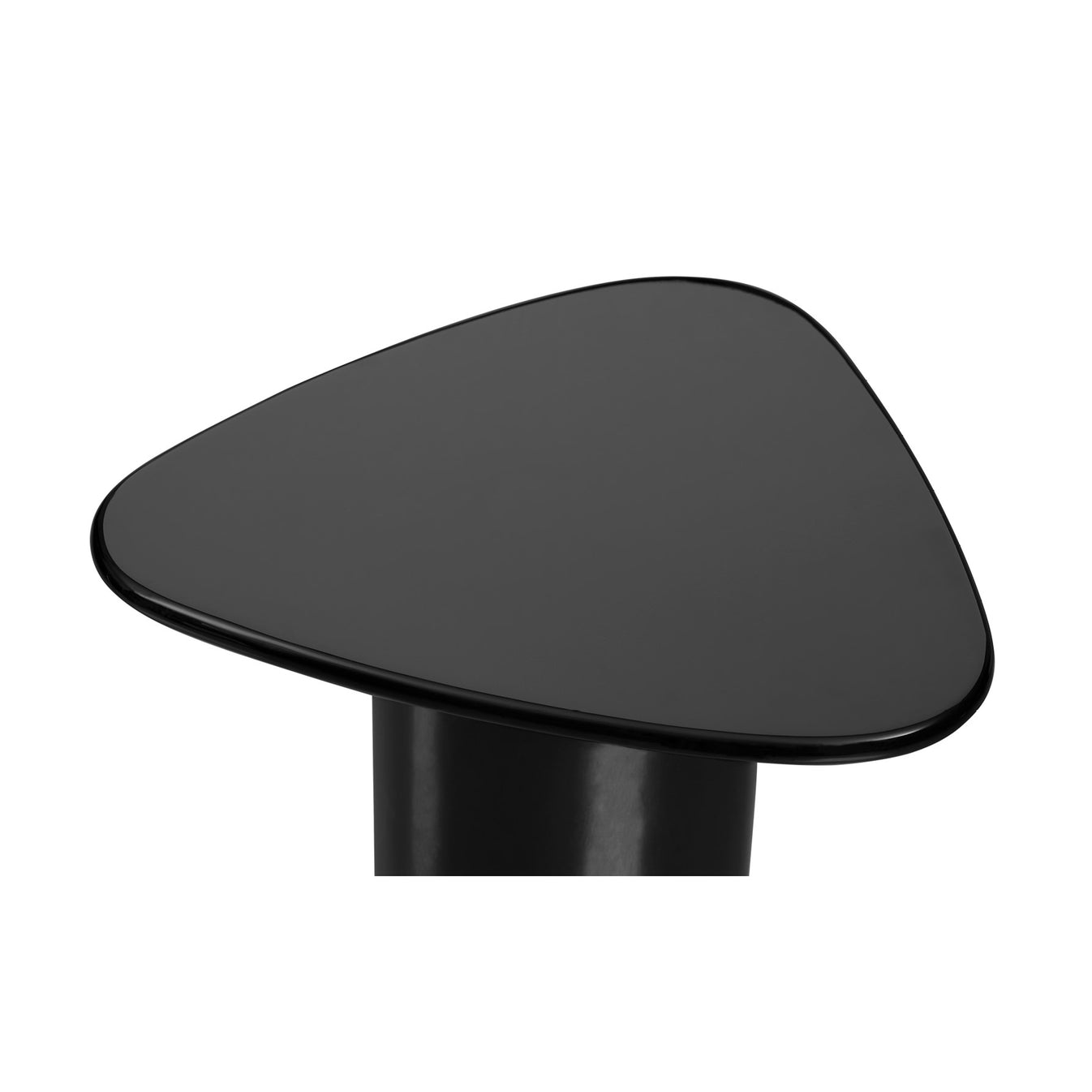 Triangular High Table High Gloss Black Lacquer Rounded Triangular Pedestal Base Accent Table ...