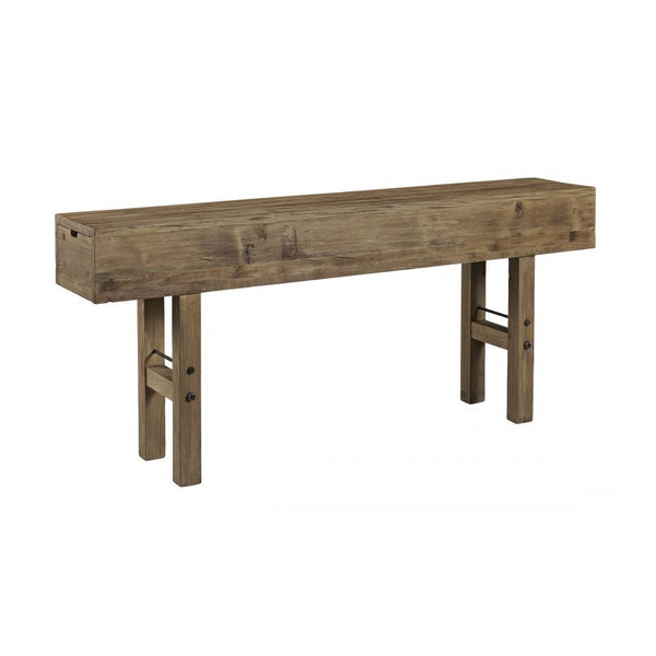 Industrial Hidden Drawer Wood Beam Long Console Table 84 inch