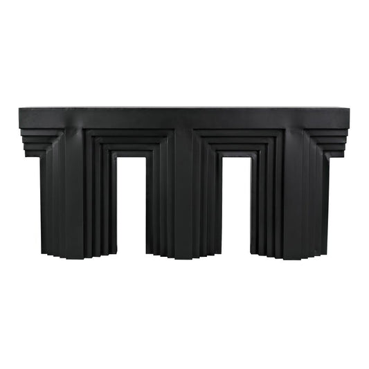 Industrial Steel Matte Black Statement Console Table 64 inch