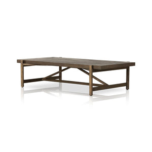 Industrial Style Rectangle Coffee Table Solid Pine Brown 65 inch