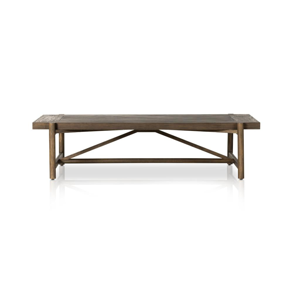 Industrial Style Rectangle Coffee Table Solid Pine Brown 65 inch