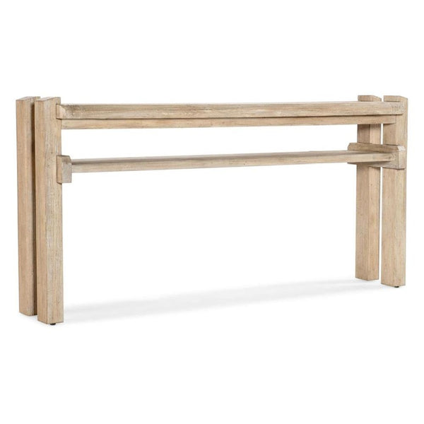 Interlocking Acacia Wood Light Natural Finish Console Table 66 inch