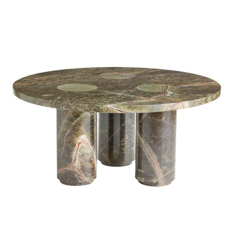 Jurassic Green Marble Three Leg Round Coffee Table 35 inch