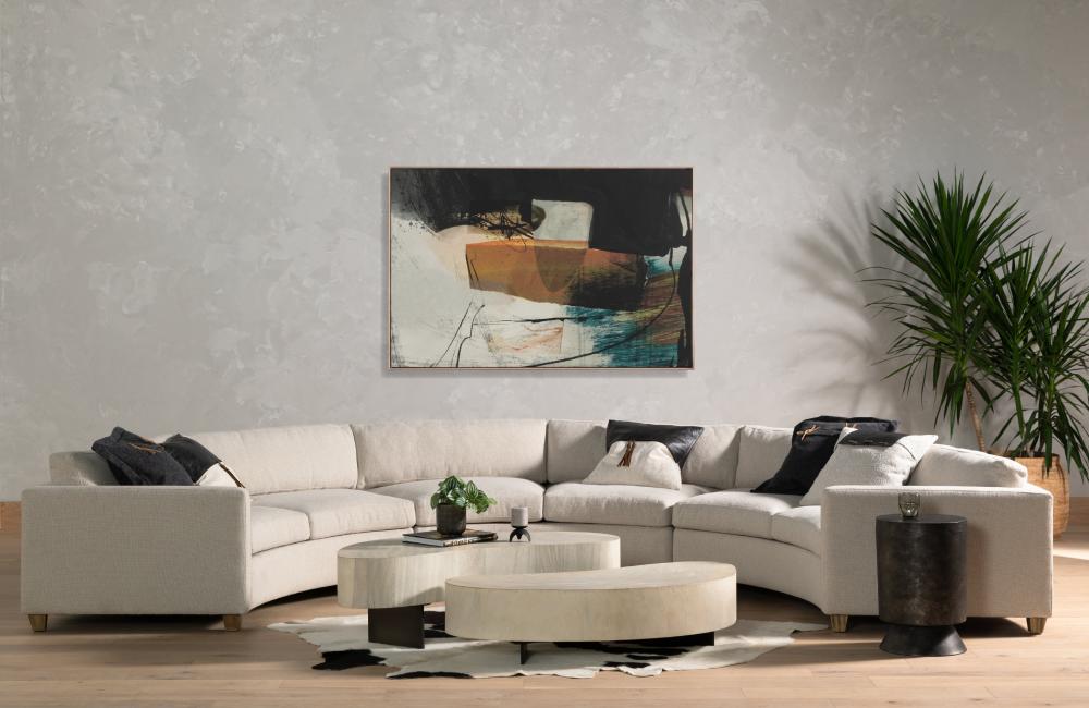 Kidney Shaped Bleached Guanacaste Wood 2 Piece Coffee Table 50 inch