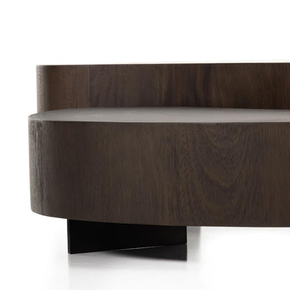 Kidney Shaped Smoked Guanacaste Wood 2 Piece Coffee Table 50 inch