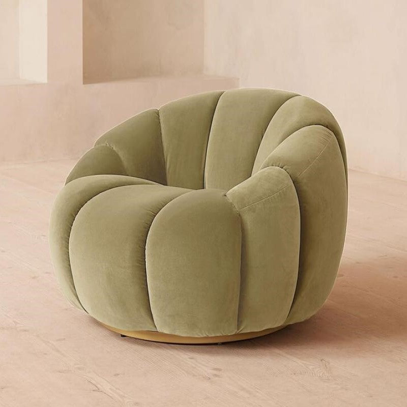 Light Green Velvet Channel Tufted Swivel Lounge Chair