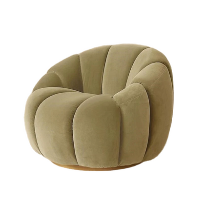 Light Green Velvet Channel Tufted Swivel Lounge Chair