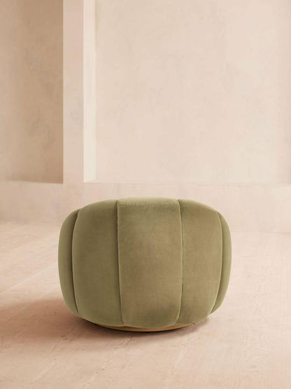 Light Green Velvet Channel Tufted Swivel Lounge Chair