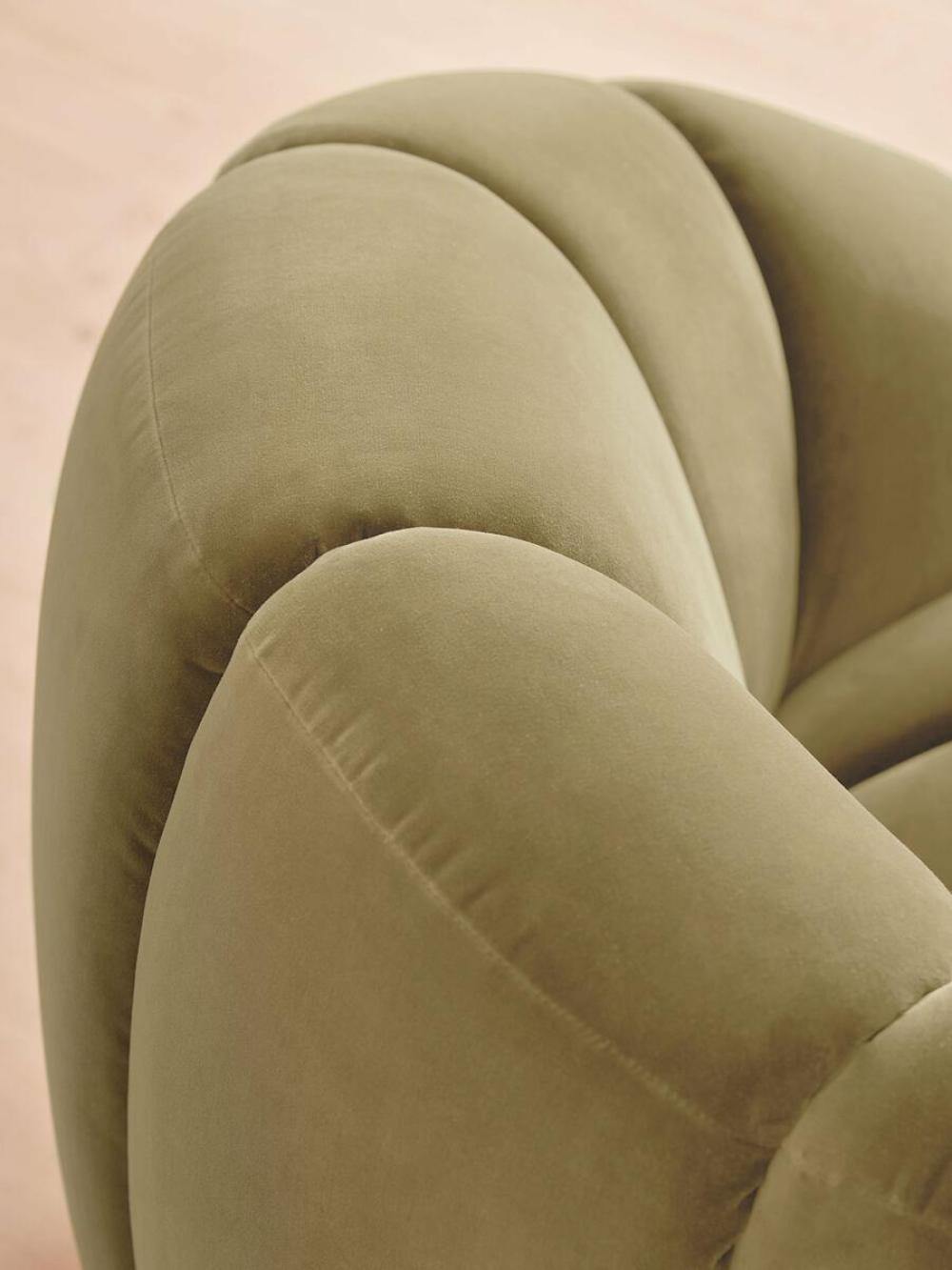 Light Green Velvet Channel Tufted Swivel Lounge Chair