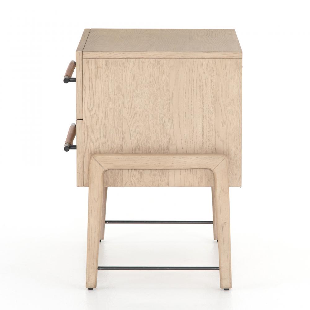 Light Oak Wood 2 Drawer Nightstand 27 inch