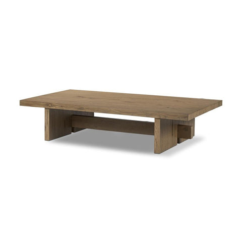 Light Oak Wood Low Rectangle Coffee Table 65 inch