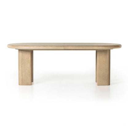 Light Oak Wood Oval Extension Dining Table 87 to 107 inch